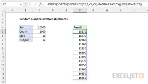 excel formula to generate random numbers without duplicates