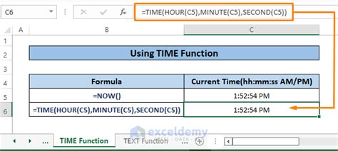 excel formula to get current time only