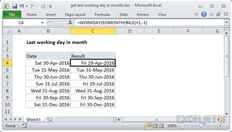 excel formula to get first working day of month