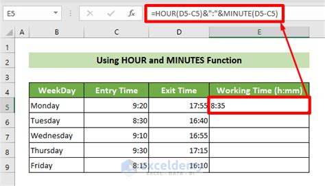 excel formula to get hour from time