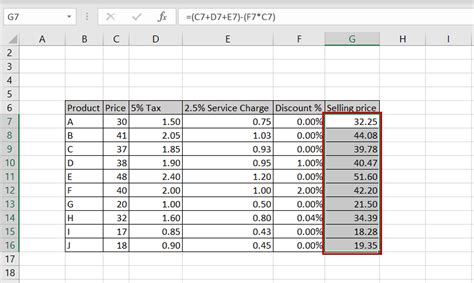 excel formula to multiple cells