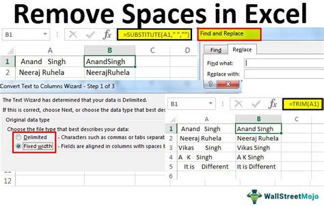 excel formula to remove blank spaces in text