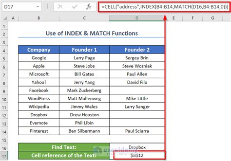 excel formula to search for text in a cell and return value from another cell