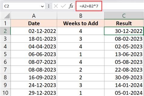excel formula to work out weeks between dates