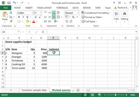excel formulas and functions with examples ppt