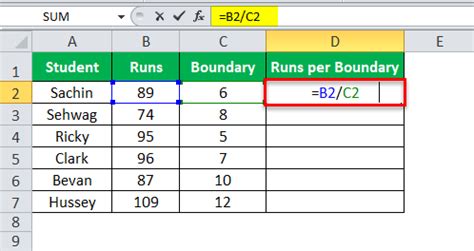 Excel Division Formulas