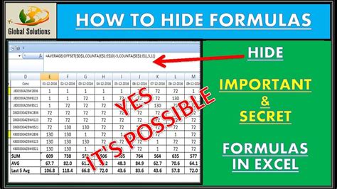 Excel Formulas Hidden