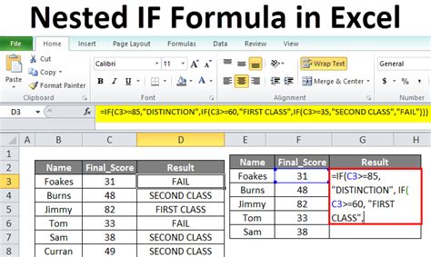 excel formulas nested if statements