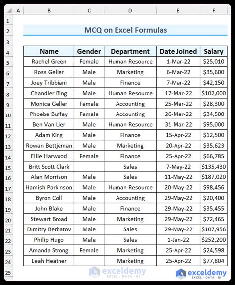 Excel Formulas Questions