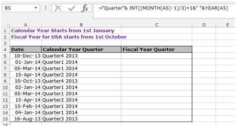 excel function quarter of year