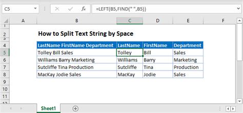 excel function split string by space