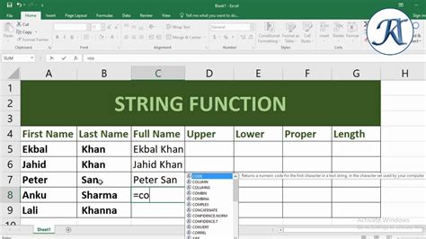 5 Excel String Functions