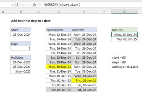 excel function to add business days to a date