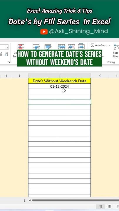 excel generate dates without weekends