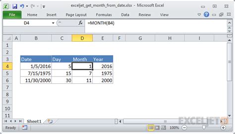 excel get month from date and time
