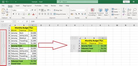 Excel Graph Paper Rows Collapsing