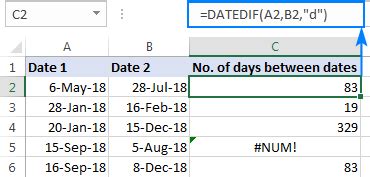 excel how to calculate number of days from a specific date