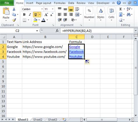 excel hyperlink to google drive