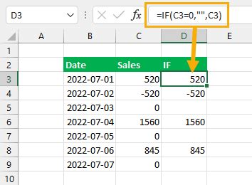 excel if different from 0
