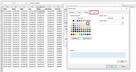 excel if statement fill color