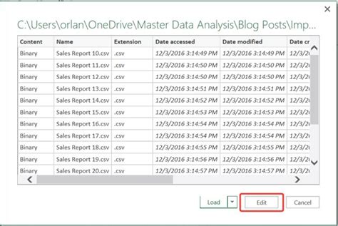 excel import all csv files from folder