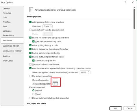 excel import csv change separator