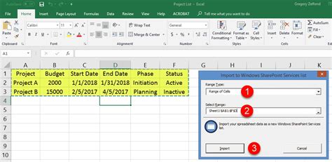excel import data from sharepoint list