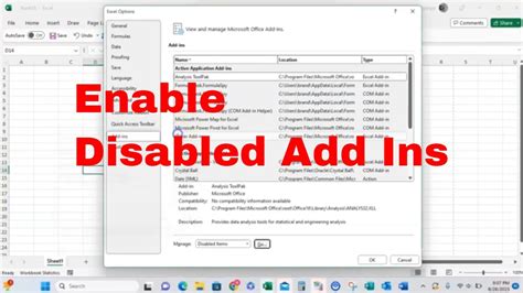 Excel Insert Disabled