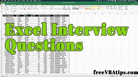 excel interview test sample
