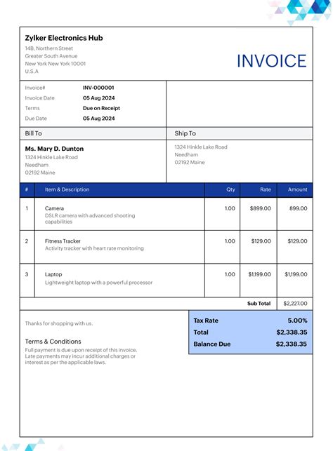 5 Excel Invoice Templates
