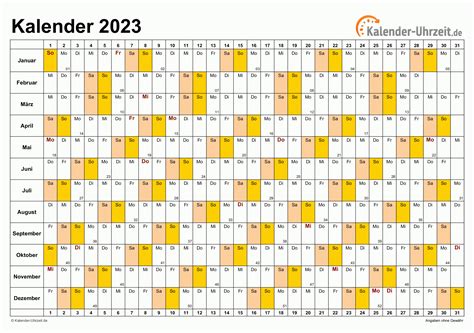 excel kalender 2023 formel