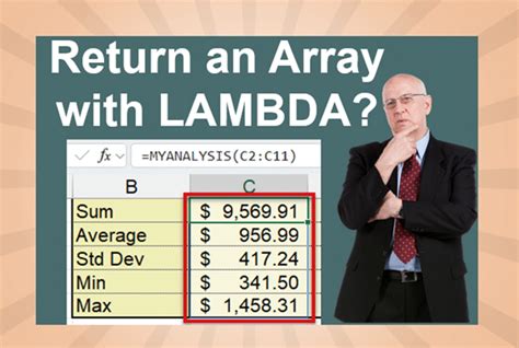 excel lambda function return array
