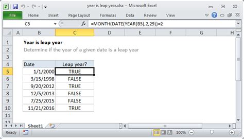 excel leap year function