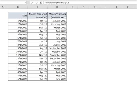 excel list dates in month