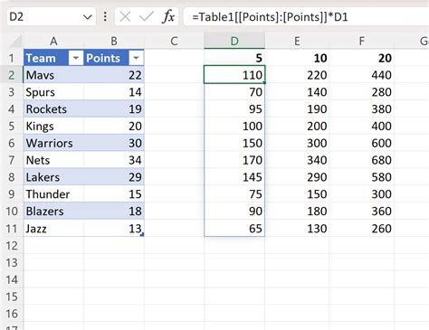 Excel Lock A Table Reference