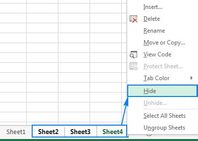 excel macro hide sheet