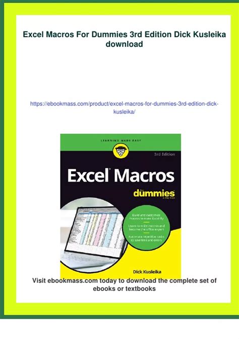 Excel Macros For Dummies 3Rd Edition