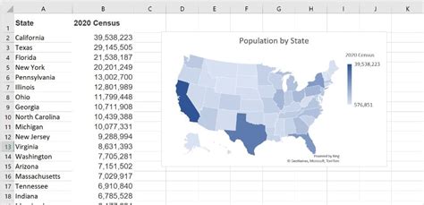 excel map show values