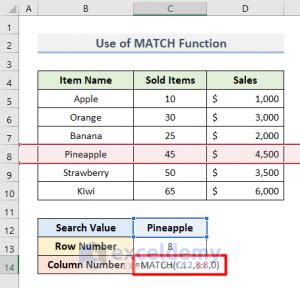 Excel Match Get Column Number