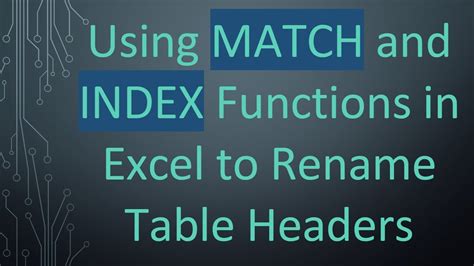 Excel Match Headers