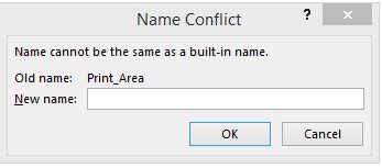 excel name conflict name cannot be the same as a built-in name