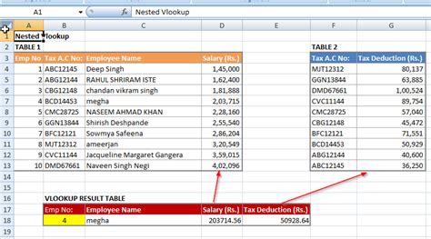 excel nested vlookup function