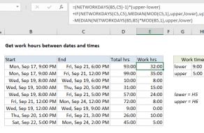 excel networkdays with date and time
