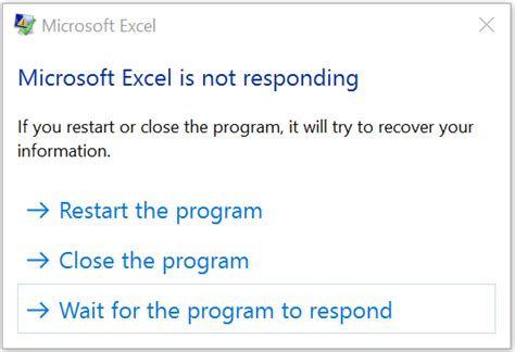 Excel Not Responding Fix