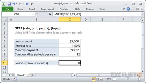 Excel NPER Formula Guide