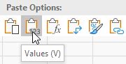 excel paste as values