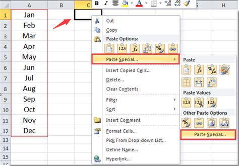 excel paste special transpose not available