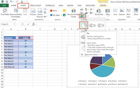 excel pie chart remove 0 values