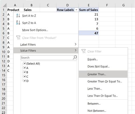 excel pivot table count values greater than
