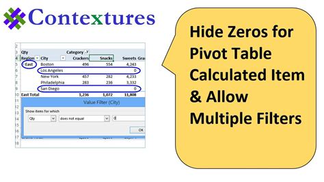excel pivot table filter out zero values